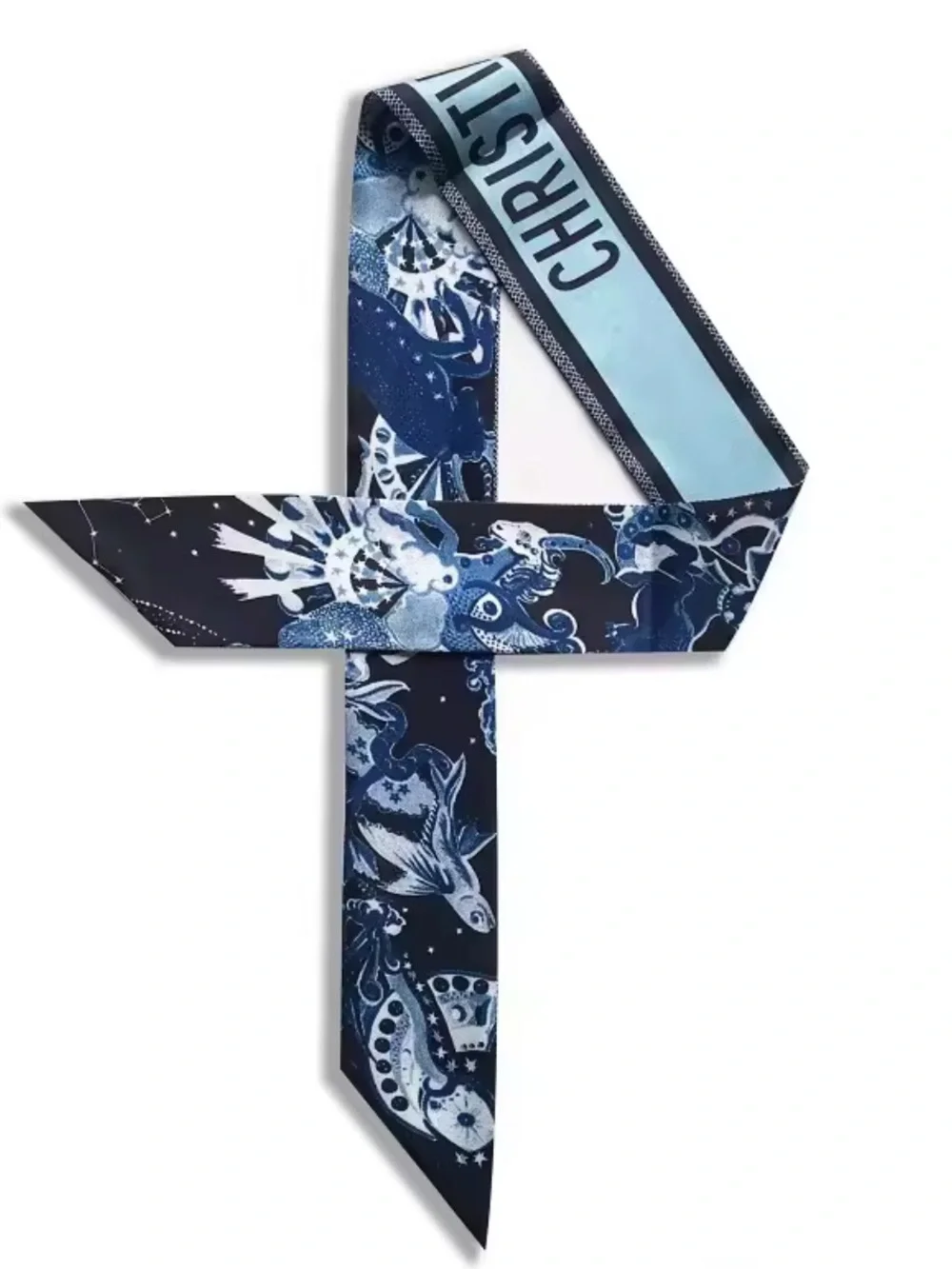 Blue Galaxy Print Twilly Scarf